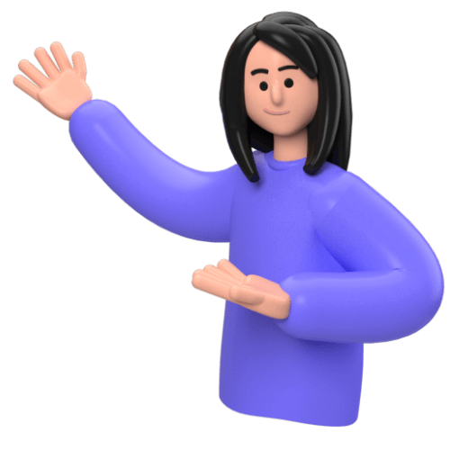 3D character representing buyers with friendly waving gesture