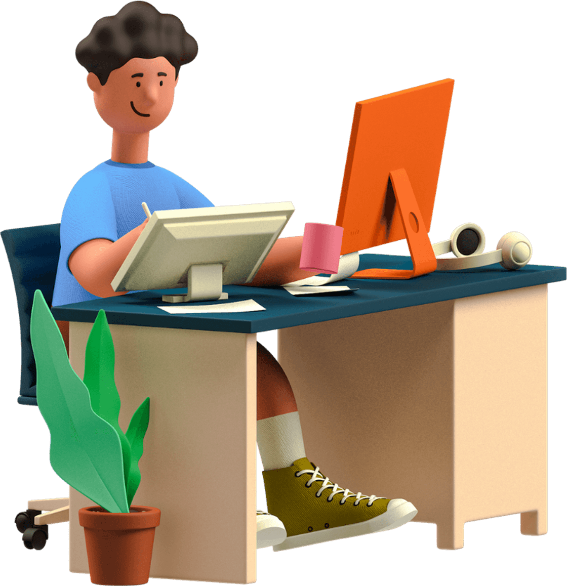 Behaviour support practitioner working at a desk