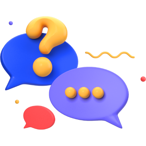 Contact us illustration with speech bubbles and question mark