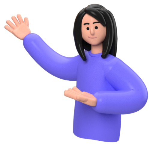 3D character representing buyers with friendly waving gesture